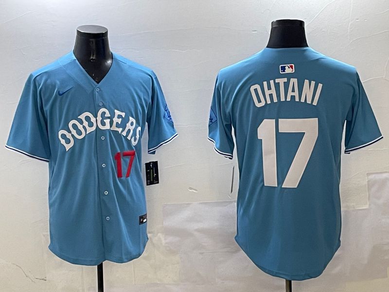 Men Los Angeles Dodgers #17 Ohtani Light Blue Throwback Game 2025 Nike MLB Jersey style 20->los angeles dodgers->MLB Jersey